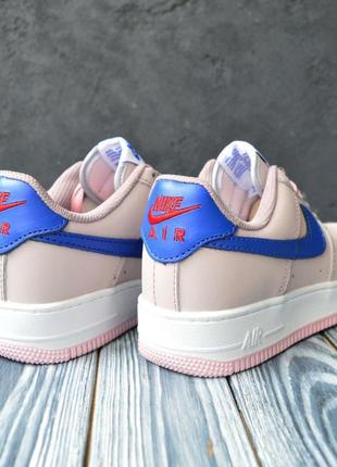 Nike air force 1 mid кроссовки женские кожаные топ качество найк форс кеды розовые с синим весенние демисезонные демисезон низкие кожа осенние9 фото