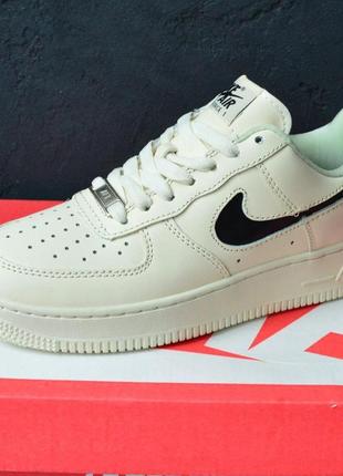 Nike air force 1 mid кроссовки женские бежевые кожаные топ качество найк форс весенние демисезонные демисезонные кожа низкая осенняя кожа8 фото