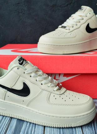 Nike air force 1 mid кросівки кеди жіночі бежеві шкіряні топ якість найк форс весняні демісезонні демісезон низькі шкіра осінні шкіра низькі