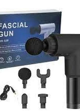 Портативний ручний масажер пістолет fascial gun hg-320 для спини і всього тіла м'язовий масажер з 4 насадками