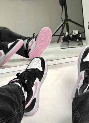 Кроссовки женские nike air jordan 1 mid pink/black8 фото