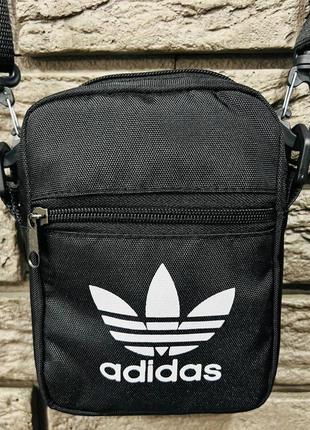 Борсетка черная small adidas белый логотип