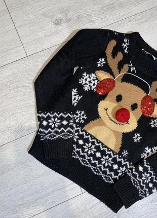 Новогодний свитер 5/6 лет с оленем на фотосессию2 фото