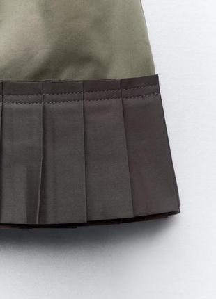 Комбинированная хаки мини юбка zara new2 фото