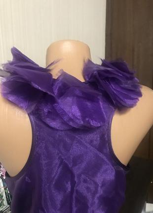Шикарне міні сукня фіолетову з коміром квіти під органза4 фото
