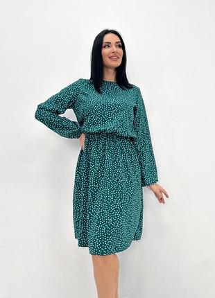 🌷нежное платье в горошек с длинным рукавом