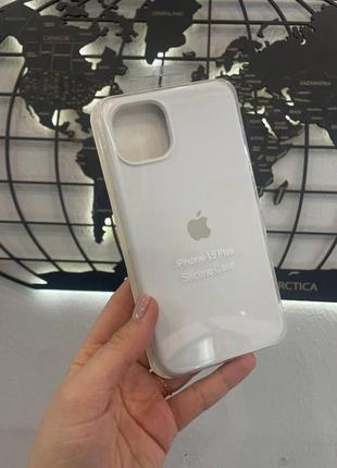 М'який чохол silicone case з мікрофіброю для iphone 15 plus,якісний чохол для айфон 15 плюс (колір білий)