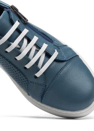 Кеды синие на шнуровках кожаные 989тz-а4 фото