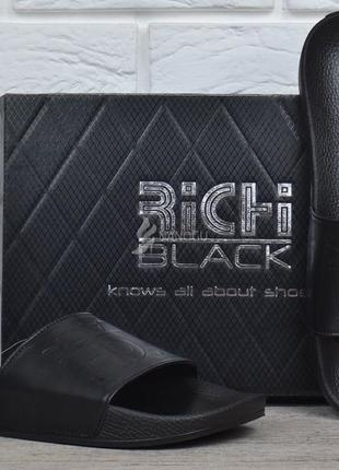 Шкіряні шльопанці richi black чорні оригінал річі блек4 фото