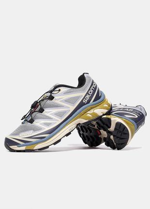 Кроссовки salomon advanced soft ground blue beige (оригинальная коробка)7 фото