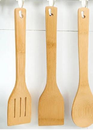 Набір кухонного приладдя 5 предметів kitchen бамбукові лопатки, кухонне начиння для кухні3 фото