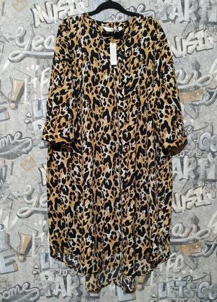 Новое свободное леопардовое миди платье оверсайз.1 фото