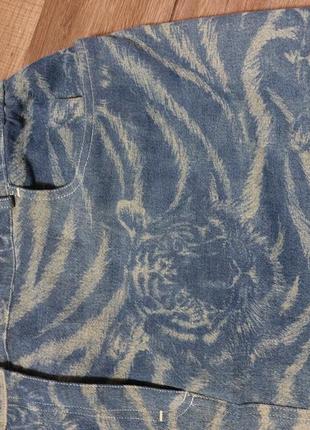 Джинсовая юбка в животный принт тигры2 фото
