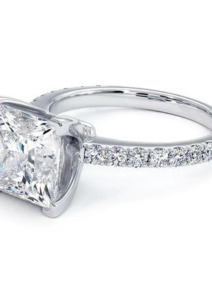 Женское золотое кольцо с бриллиантом принцесса 3,00 карат. сертификат igi. новое2 фото