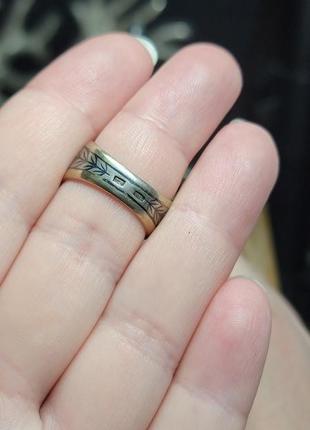 Серебряный позолоченный перстень кубачи северная чернь с эмалью цветок черный3 фото