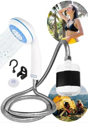 Душ портативний portable outdoor shower з акумулятором і usb зарядкою туристичний похідний для кемпінгу3 фото