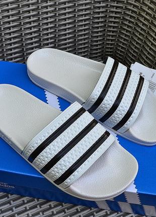 Сланцы мужские adidas adilette, белые (адидас адилете, шлепанцы, шлепки, вьетнамки, тапки)