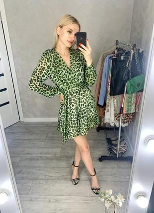 Шифоновое платье zara леопардовый размер s1 фото