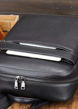 Большой мужской городской рюкзак из натуральной кожи, кожаный портфель черный для мужчин5 фото