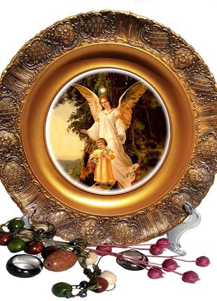 Сувенирная тарелка икона ангел хранитель ребенка декоративная настенная тарелка икона подарочная тарелка икона1 фото