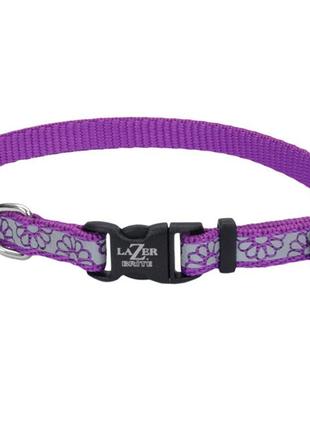 Світловідбивний нашийник для собак coastal lazer brite reflective collar 1х20-30 см фіолетова ромашка