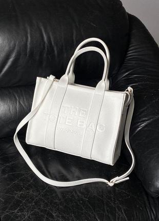 Женская сумка marc jacobs medium tote bag white leather5 фото