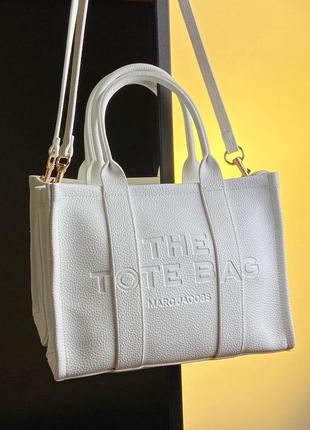 Женская сумка marc jacobs medium tote bag white leather7 фото