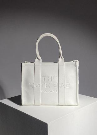 Женская сумка marc jacobs medium tote bag white leather6 фото