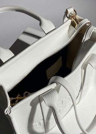 Женская сумка marc jacobs medium tote bag white leather8 фото