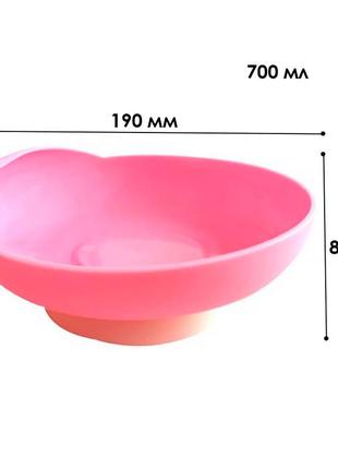 Миска для приймання їжі shengtong stse-018 pink для інвалідів з утримувальною гумовою насадкою4 фото