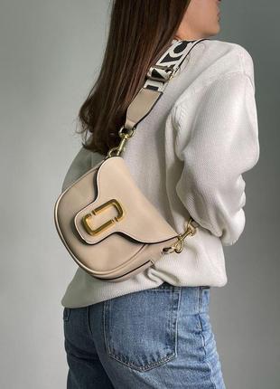 Женская сумка marc jacobs small saddle bag beige