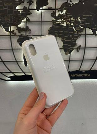 Чохол silicone case з мікрофіброю для iphone x/iphone xs,якісний чохол для айфон х/хс (колір білий)1 фото