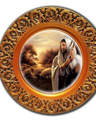 Сувенирная тарелка икона иисус добрый пастырь декоративная подвесная тарелка икона2 фото