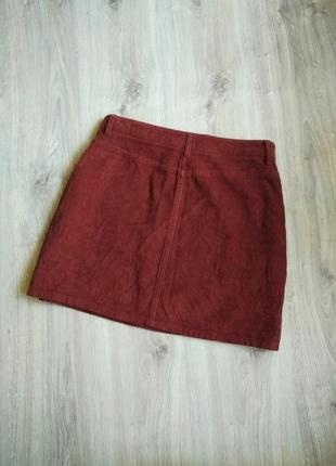 Вельветовая юбка с замочком и колечком с карманами5 фото