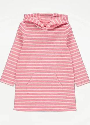 Халат-рушник у смужку рожеве george 110/116см