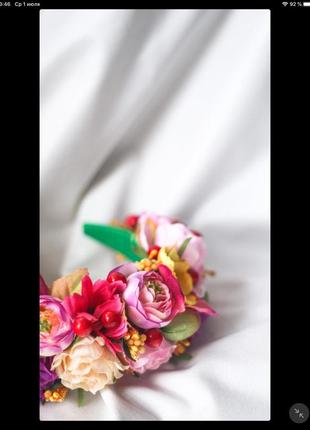Обруч ободок венок веночек из бусин цветочков handmade