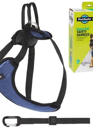 Шлея безопасности в автомобиль petsafe happy ride safety harness m для собак вагою 9-22,7 кг чорно-синій