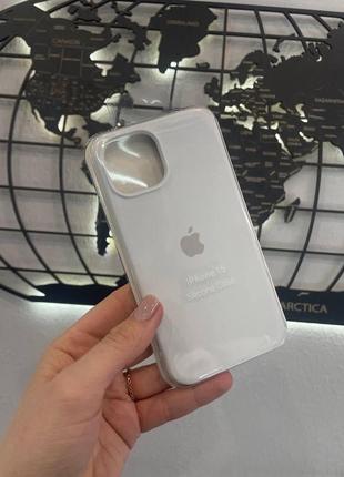 Чохол silicone case з мікрофіброю для iphone 15,чохол з мікрофіброю для айфон 15 (колір білий)1 фото