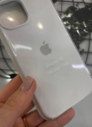 Чохол silicone case з мікрофіброю для iphone 15,чохол з мікрофіброю для айфон 15 (колір білий)3 фото