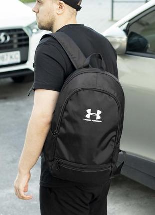 Спортивний рюкзак under armour чоловічий для спорту та фітнесу чорний тканинний міський10 фото