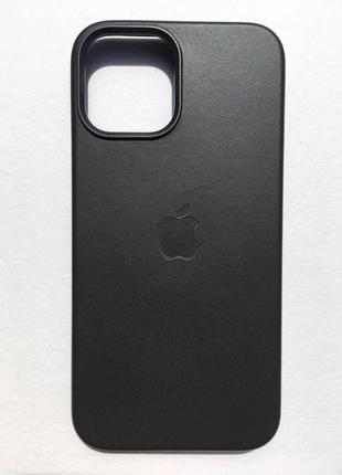 Оригинальный кожаный чехол apple leather case magsafe mhkg3zm/a для iphone 12/12 pro (6.1") black5 фото