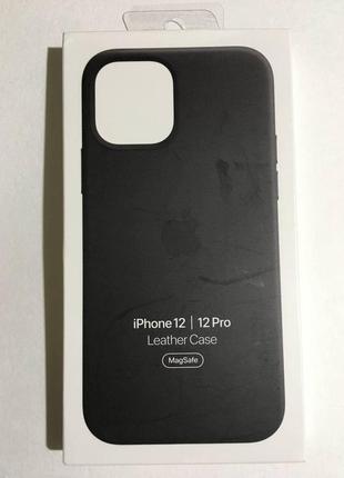Оригинальный кожаный чехол apple leather case magsafe mhkg3zm/a для iphone 12/12 pro (6.1") black2 фото