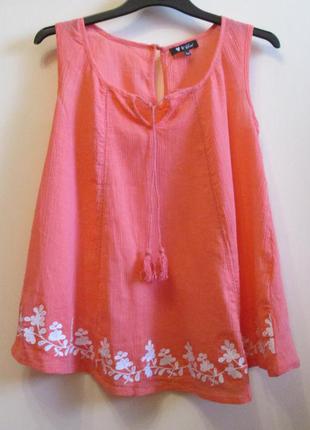 Красивая нежная блуза котон вышивка размер 8