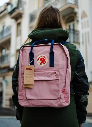 Рюкзак fjallraven kanken купити фьялравен канкен рожевий з синіми ручками