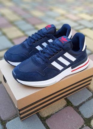 Чоловічі кросівки adidas zx 500 сині з червоним знижка sale | smb3 фото