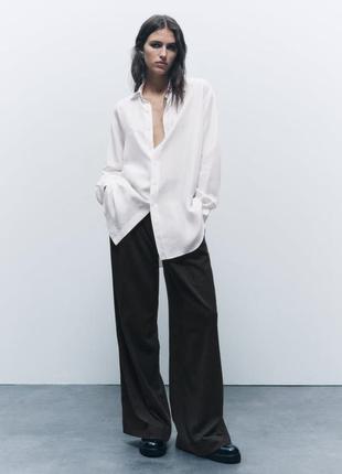 Шовкова сорочка zara zw collection білого кольору6 фото