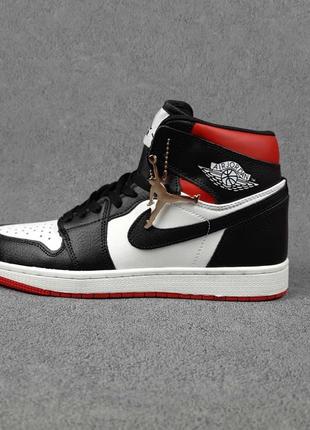 Мужские кроссовки nike air jordan белые с черным и красным высокими скидками sale &lt;unk&gt; smb9 фото