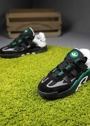 Мужские кроссовки adidas niteball черные с зеленым скидкость sale &lt;unk&gt; smb4 фото