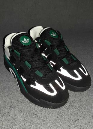 Мужские кроссовки adidas niteball черные с зеленым скидкость sale &lt;unk&gt; smb7 фото