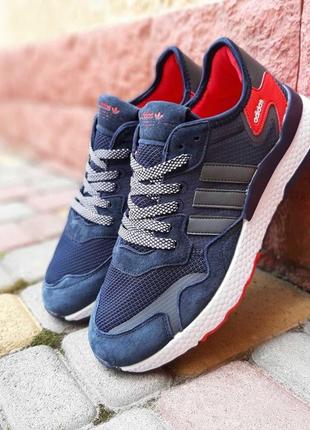 Чоловічі кросівки adidas nite jogger сині з червоним знижка sale | smb